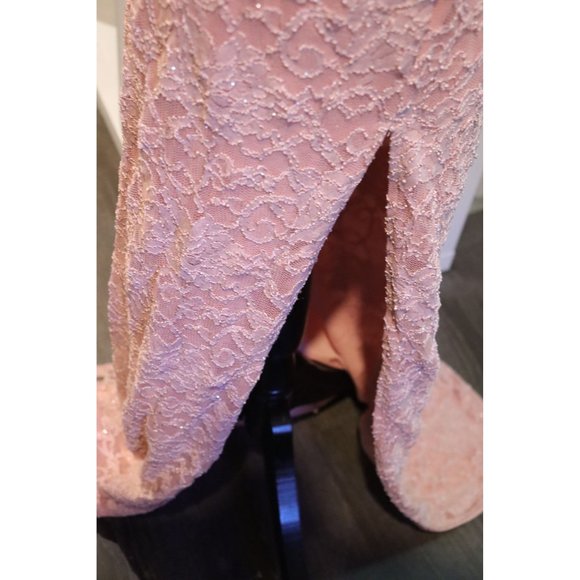 EMERALD SUNDAE Womens Pink Lace Slitted Floral Formal Mermaid Dress Juniors L - Picture 6 of 9